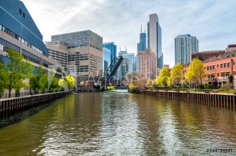 Bild på View of Chicago cityscape from Chicago River  Illinois United States